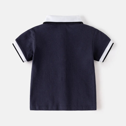 Children's short-sleeved T-shirt 2025 boys polo shirt baby half-sleeved embroidery top Korean version children's clothing
