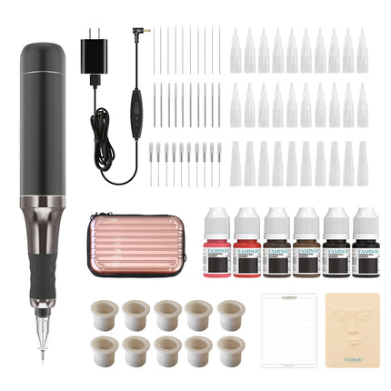 FAMISOO Professional Permanent Makeup Machine Kit Tattoo Machine For Eyebrows Eyeliner Lip Body Tattoo With 6PCS Pigment Needle