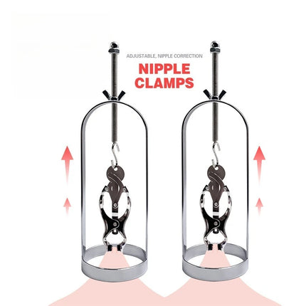 Adjustable Nipple Clamps Enlarger Cylinder Stretchers Metal Breast Fetish BDSM Bondage Toy Inverted Nipple Corrector for Couples