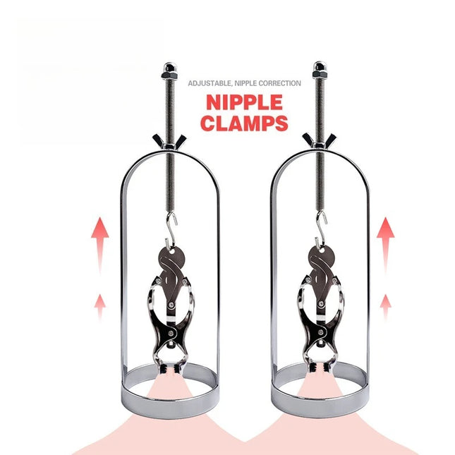 Adjustable Nipple Clamps Enlarger Cylinder Stretchers Metal Breast Fetish BDSM Bondage Toy Inverted Nipple Corrector for Couples