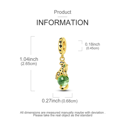 Gold Series DIY Charms Bead Original 925 Sterling Silver Inlaid Zirconium Sun Leopard Pendants Fit Bracelet Jewelry Gift Marking