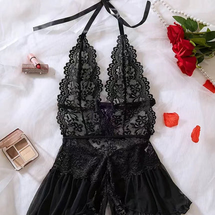 Push Up Women's Hollow Erotic Lingerie Set Lace Transparent Underwear Slim Fit Erotic Bra Set Lace Sexy Fashion Sleepwear Dress