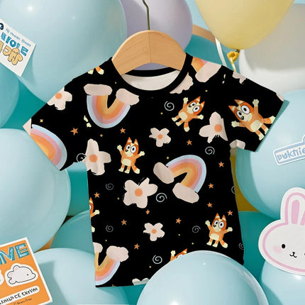 2026 Bluey Print Toddler 3D T-Shirt Summer Lightweight Cool Short Sleeve Cartoon Anime Design Tee for Boys & Girls