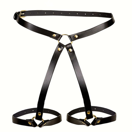 Women's Fashion Gold Rivet Black Belt Adjustable Sexy Body Strap Tight Belt Daily Entertainment BDSM Couple Clothing Accessories
