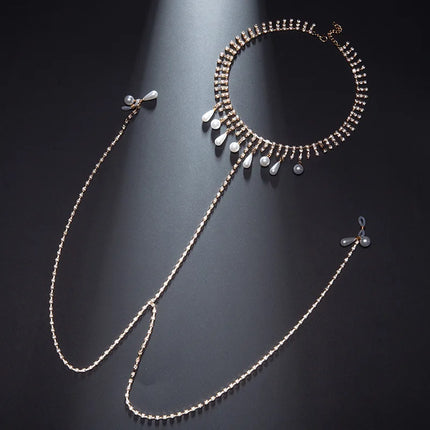 Rhinestone Pearl Fringe Nipple Clamps with Necklace Sexy Accessories Hot Breast Stimulation BDSM Training Adult Sex Toys Leten