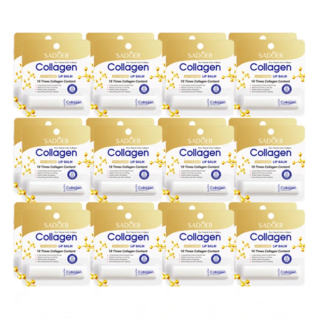 24pcs SADOER Collagen Lip Balm Moisturizing Anti Wrinkles Anti-aging Nourishing Hydrating Lipstick Lips Skin Care Products
