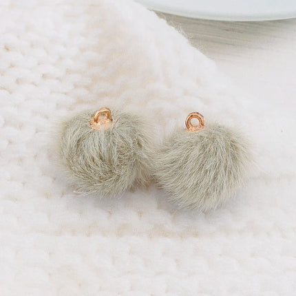 10pcs Plush Fur Covered Ball Beads Charms DIY Pompom Beads Pendant for Necklace Earring Bracelet Jewelry Making Supplies Finding