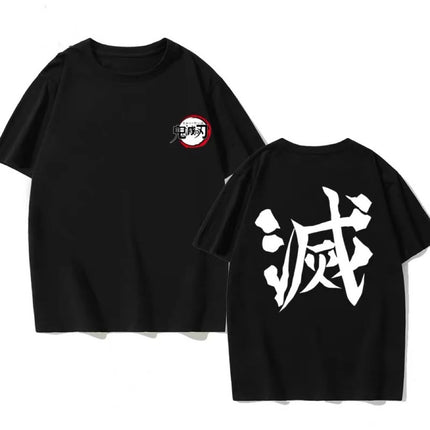 Demon Slayer Corps Kanji T-shirt Men Women Anime Kimetsu No Yaiba Cosplay Tee Harajuku Streetwear Oversized Cotton Short Sleeve
