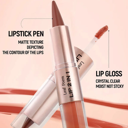 Black Brown Tapered Lip Liner Contour Pencil Double Head Mirror Plumping Lip Glaze Crystal Lip Gloss Sexy Red Lips Tint Makeup