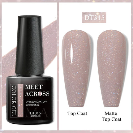 MEET ACROSS 7ml Rubber Base Gel Glitter Nude Pink White 2 In 1 Gel Nail Polish Nail Art Varnish For Nails Winter Autumn Manicure