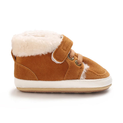 HAIZHIW 0-18M NEW Winter Baby Boys Girls High Tops Sneakers Rubber Anti-Slip Sole Fleece for Warmth Infant Newborn Shoes