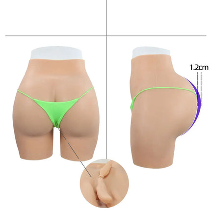 Cosplay Chest Silicone Breast Forms Huge Fake Boobs and Fake Vaginal Pants Set Sexy Buttocks 1.2cm Hip Enhancer Pant