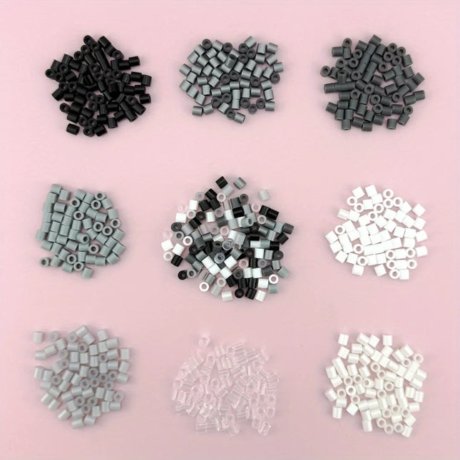 5mm 1000PCS Black, White, Gray, Transparent Color, Complementary Color Set, Hama Bead Iron Fuse Bead DIY Puzzle Pixel Art Gift