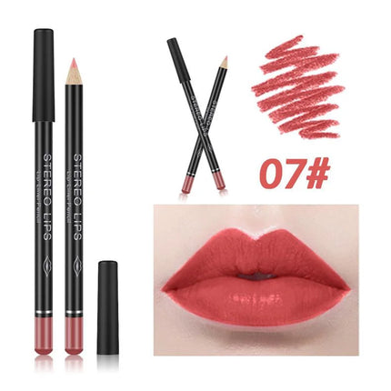 12PCS Matte Lip Liner Pencils Waterproof Long Lasting Pigments Smooth Colorful Nude Silk Lip Makeup