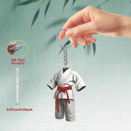 2D Karate Costume Keychain Jiu-Jitsu Themed Pendant Charms Flat Acrylic Hanging Decoration for Bags Festive Party Gift