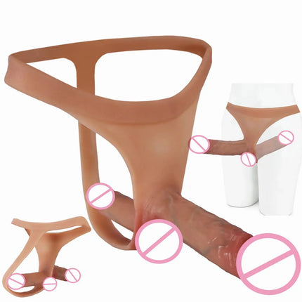 Double dildo Silicone double Penetration anal Strap on dildos For Lesbian Wearable chastity Pants Strapon Penis 18+Sex Toy women