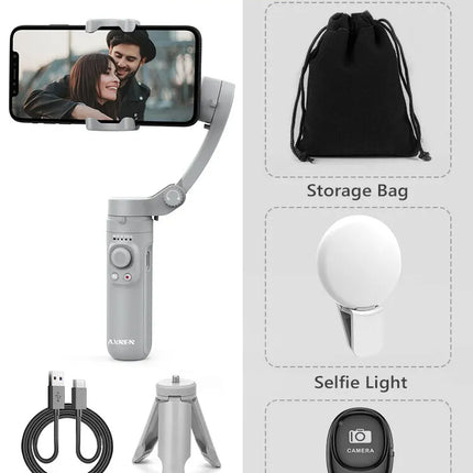 AXNEN HQ3 3-Axis Gimbal Stabilizer for Smartphone Handheld Phone Video Record, Android iPhone Tiktok Vlog Cellphone Stabilizer