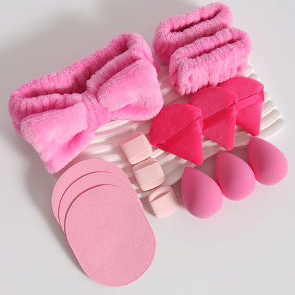 15 件套 Cosmetic Puff Makeup Sponge Blender Beauty Egg Foundation Sponges Puff Wash Face Headband Wristband Make up Accessories