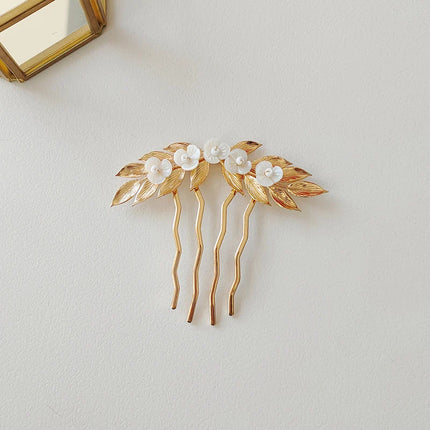 Metal Golden Leaf Flower Bridal Hair Comb Wedding Jewelry Headpiece Women Hair Accessories