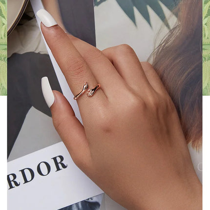 BAMOER 925 Sterling Silver Hug Open Ring Warm Love Hand Adjustable Glossy Ring for Women, His Big Loving Family Party Gift