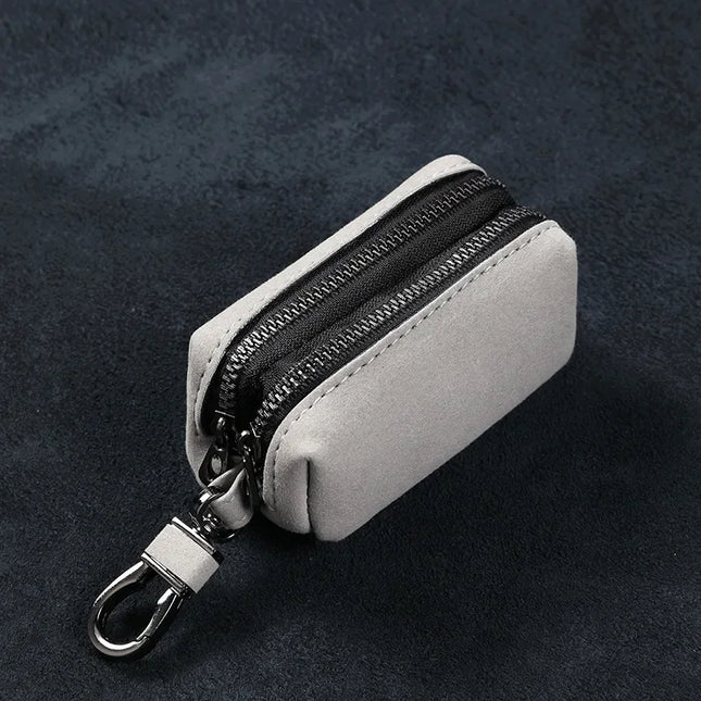 Fashion Single/Double Zipper Key Storage Bag Simple Elegant PU Leather Wallet Bag Large-Capacity Key Holder Organizer Case