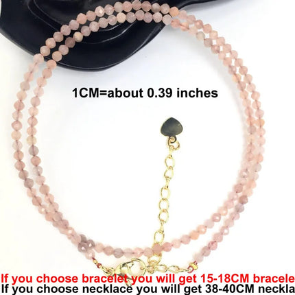 Natural Stone Beads Necklaces bracelet 2-3MM Faceted Round Quarts Tourmalins Mini Beads Necklaces For Women Jewelry Gifts