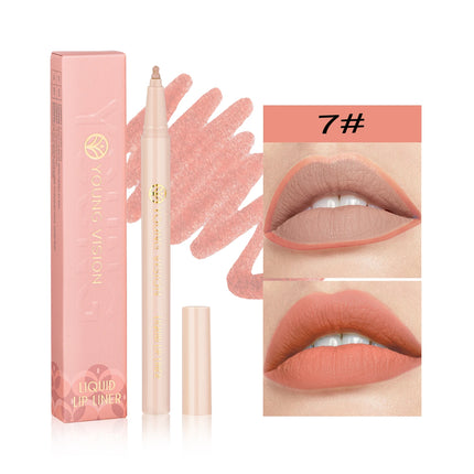 Waterproof Liquid Lip Liner, Gourd Shape Sponge Applicator for Precise Outline - Matte Long-Lasting Lip Contour Pen, Lip Tint