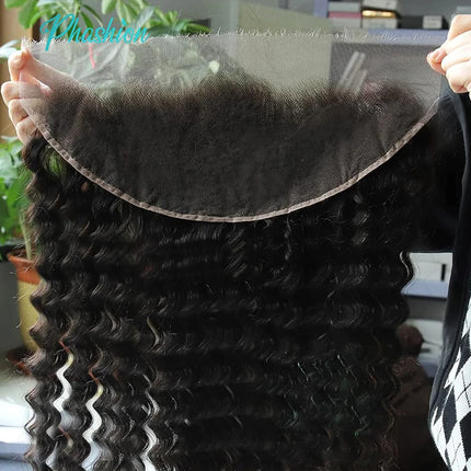 Phashion Real HD Full Long 13x4 Lace Frontal Only Kinky Curl Straight Loose Deep Water Wave Swiss Ear to Ear Closure Human Hair