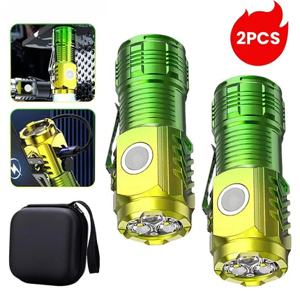 3LED Super Bright Flashlight  Mini Burst Flash Torch Rechargeable Outdoor Waterproof Emergency Spotlight with Pen Clip Magnet