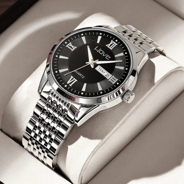 UTHAI Men's Watch High End Calendar Luminous Steel Wristband Fashion Trend Classic Business Quartz Watch Clock Gift