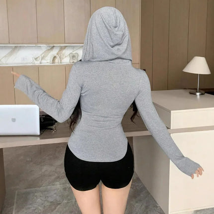 Women's Zipper Short Fit Hoodie Sportswear 2025 Cross-Border Independent Station Polyester Fiber No Sleeve Other Style