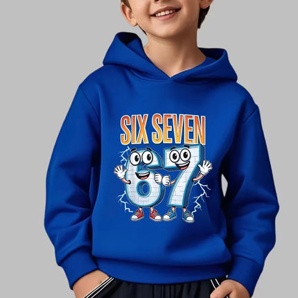 Funny Meme Pullovers Children's Fashion Cute Sweatshirts for Boys Girls Six Seven 67 Brainrot Print Y2k Hoodies Kids Clothes