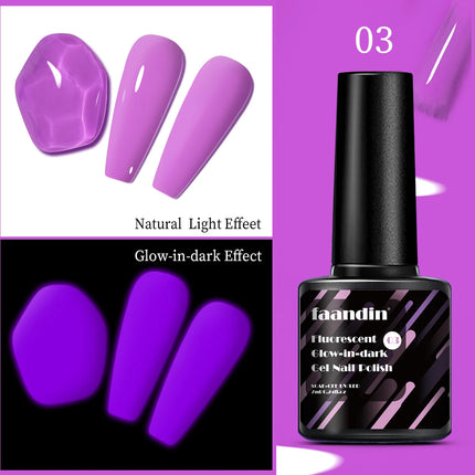Faandin 7ml 1 Bottle, Trendy, Colorful, Luminous Gel Nail Polish, a Must-Have Item for Proms, Nightclubs, and Parties, a Halloween Essential, Durable, Strong, Not Easy to Fade, Easy to Apply, Removable Fluorescent Nail Polish