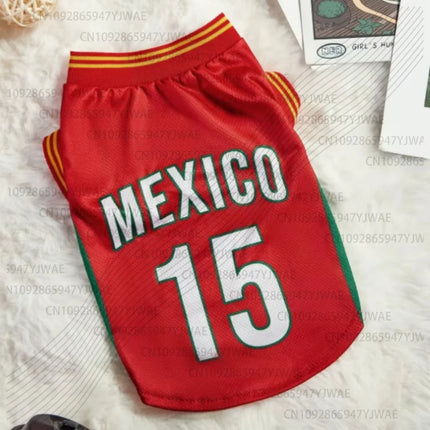 Mexico 15 Mesh Breathable Dog Clothes Schnauzer Teddy Sport Large Dog Jersey Basketball Clothing Puppy T-Shirts Pet Cat Shirts