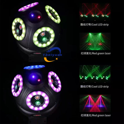 60W Laser Effect Light DJ Disco Stage Strobe Laser DMX512 Light Projector Audio Music Bar Wedding Christmas Halloween Holiday