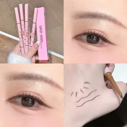 2 in 1 Punk Red Eyebrow Eyeliner GelPencil with Angled Brush Smudge-Proof Waterproof Smooth for Brow & Lying Silkworm Eye Makeup
