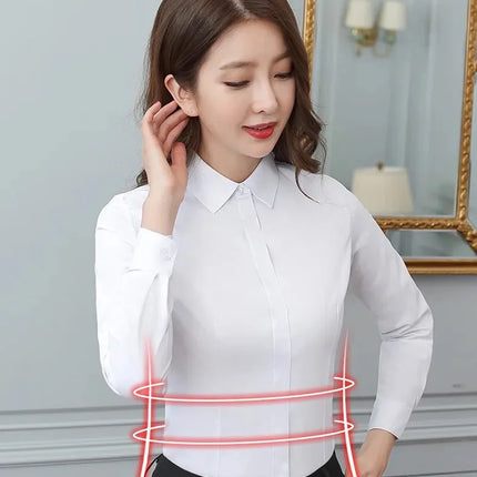 Women's Long Sleeve Anti-Light Shirt Spring Summer Workwear Professional Korean Style plus Size Uniform Button down Dress