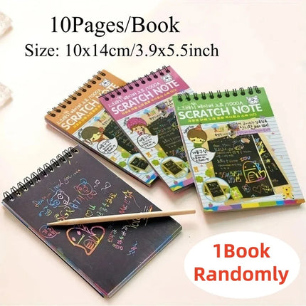 10Page/Book Magic Antistress Coloring books for children adult Kids drawings Scratch note book black cardboard stationery paper