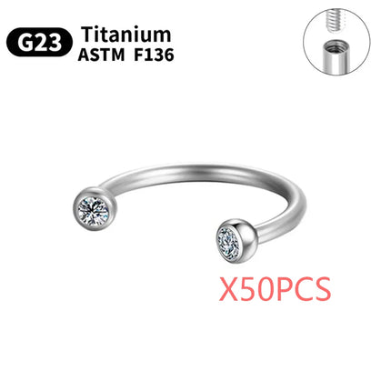Wholesale 5/50PCS G23 Titanium Eyebrow Piercing Nose Ring Septum Helix Cartilage Piercing C rod Body Jewelry For Women