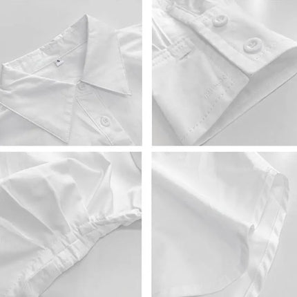 JOEVILU White Shirt Women’s Waist-defining Blouse Slim Fit Long Sleeve Tops Figure-hugging Office Shirts Korean Style Clothes