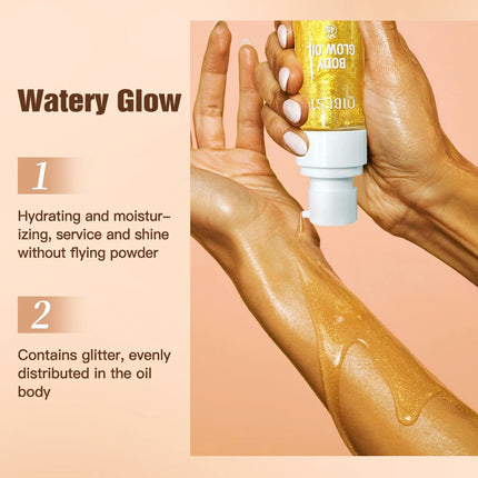 Body Shimmer Oil Liquid Highlighter Long Lasting Sequin Illuminating Moisturizing Highlight Facial Contour Brightening Makeup