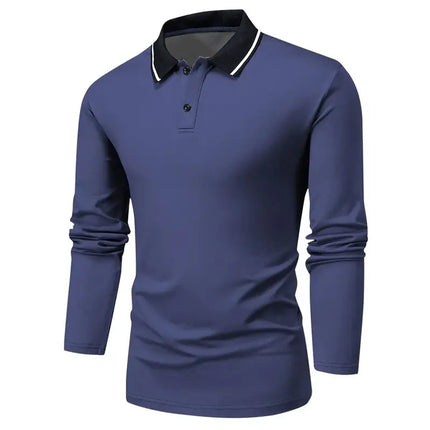 Spring Polo Shirt Men's Loose Long Sleeved T-shirt Men's Spring and Autumn Style Business Casual Lapel Top
