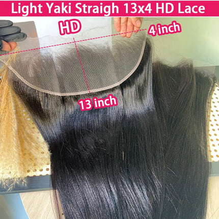 13x4 5x5 Light Yaki Straight HD Lace Frontal Ear To Ear Pre Plucked Swiss Transparent Yaki 2x6 Closure Raw Human Hair For Women