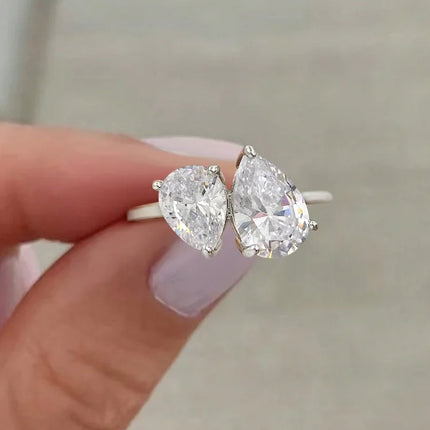 925 Sterling Silver Simplicity Classic Zircon Water Drop Ring For Women Engagement Wedding Luxury High Quality Fine Jewelry
