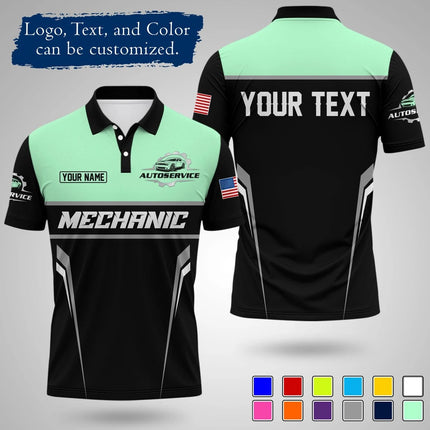 Mens Customizable Mechanic Work Polo Shirts Personalized Text And Logo Short Sleeve Tops 2026 Summer Breathable Sports POLO Tops