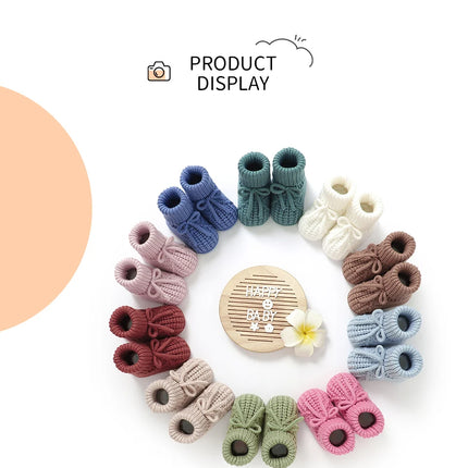 Baby Booties Knitted 0-12m Soft Soled Anti-Slip Newborn Boys Girls First Walkers Shoes Infant Toddler Unisex Sock Boot Kids Crib
