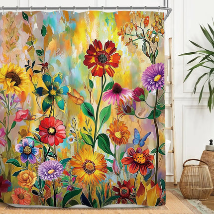 Miyotaa Flower Blossom Spring Shower Curtain Set 60Wx71H Inches Vintage Retro Vintage Botanical Plant Blush Polyester Waterproof