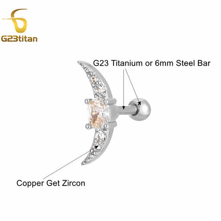 1pc Ear Cartilage Helix Earring 16G G23 Titanium Custom Barbell Screw Back Stud Earring Hypoallergenic Piercing Body Jewelry