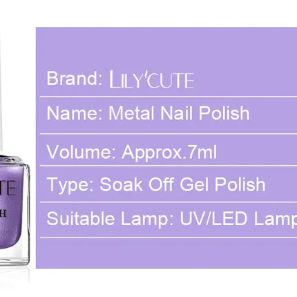 LILYCUTE 7ml  Mirror Metallic Nail Polish No Need of UV LED Lamp Nail Supplies Vernis Red Purple Mirror Effect for Nails
