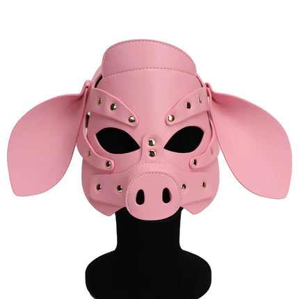 Slave Roleplay Erotic Costumes of Leather Pig Head Hood Mask for Men Gay Bdsm Bondage Pet Play Headgear Sex Toy Exotic Accessory